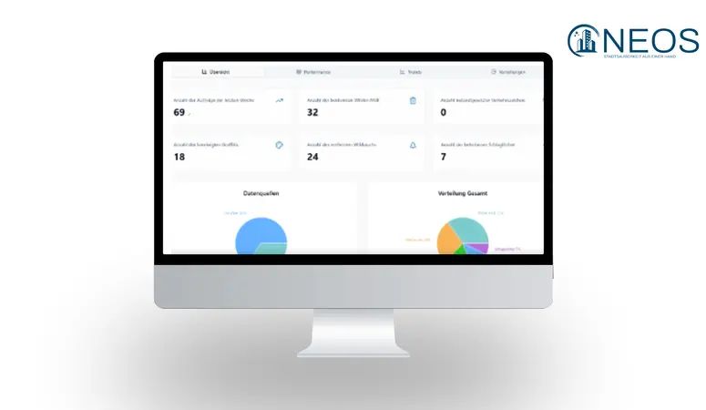 Screenshot des Statistiktools mit NEOS Logo