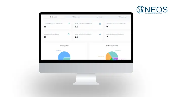 Screenshot des Statistiktools mit NEOS Logo